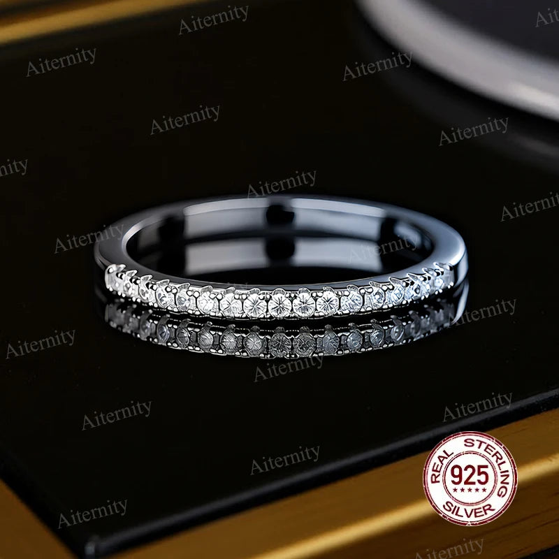 خاتم فضة أصلي 100% S925 للرجال والنساء فاخر لامع D VVS1 مويسانيتي اجتياز قلم اختبار الماس وخواتم الزركون للجنسين