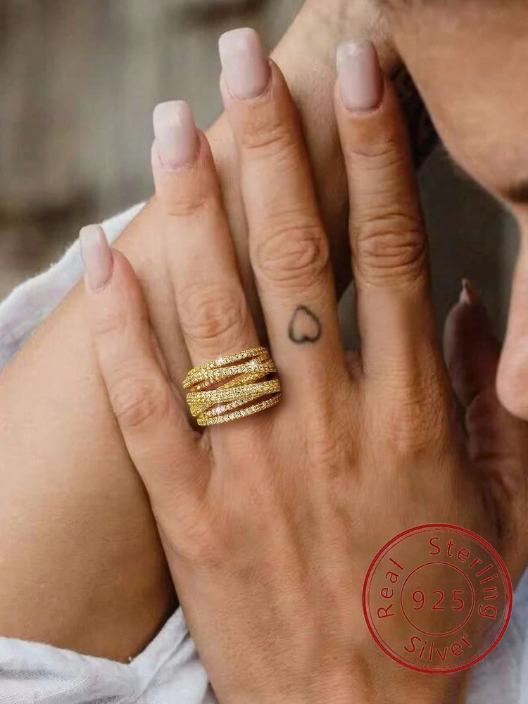 خاتم فضة إسترليني عيار 925 بتصميم كلاسيكي عتيق مرصع بالزركون، مناسب للنساء، مثالي للإطلالات اليومية والحفلات، قطعة مجوهرات فاخرة عالية الجودة.