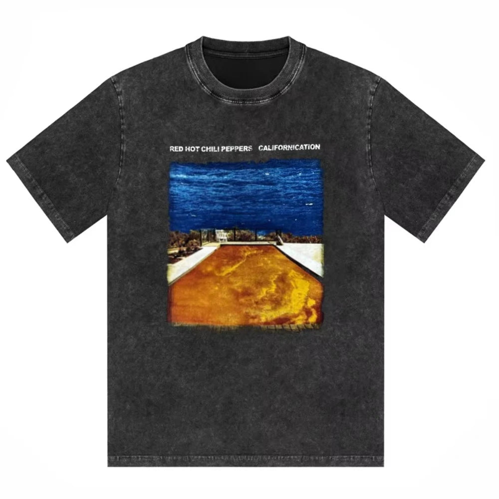 تي شيرت رجالي ونسائي مطبوع عليه شعار فرقة ريد هوت تشيلي بيبرز، مصنوع من القطن المغسول بتصميم هيب هوب، بأكمام قصيرة، ومقاسات كبيرة، مناسب للصيف
