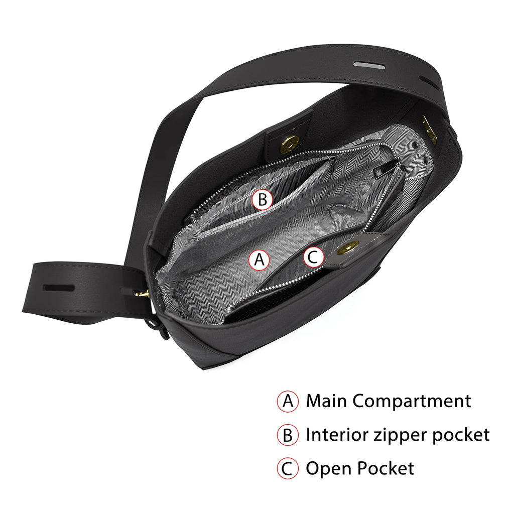 حقيبة كتف نسائية من FOXER مصنوعة من الجلد المقسم وحقائب يد كبيرة السعة وحزام عريض قابل للتعديل