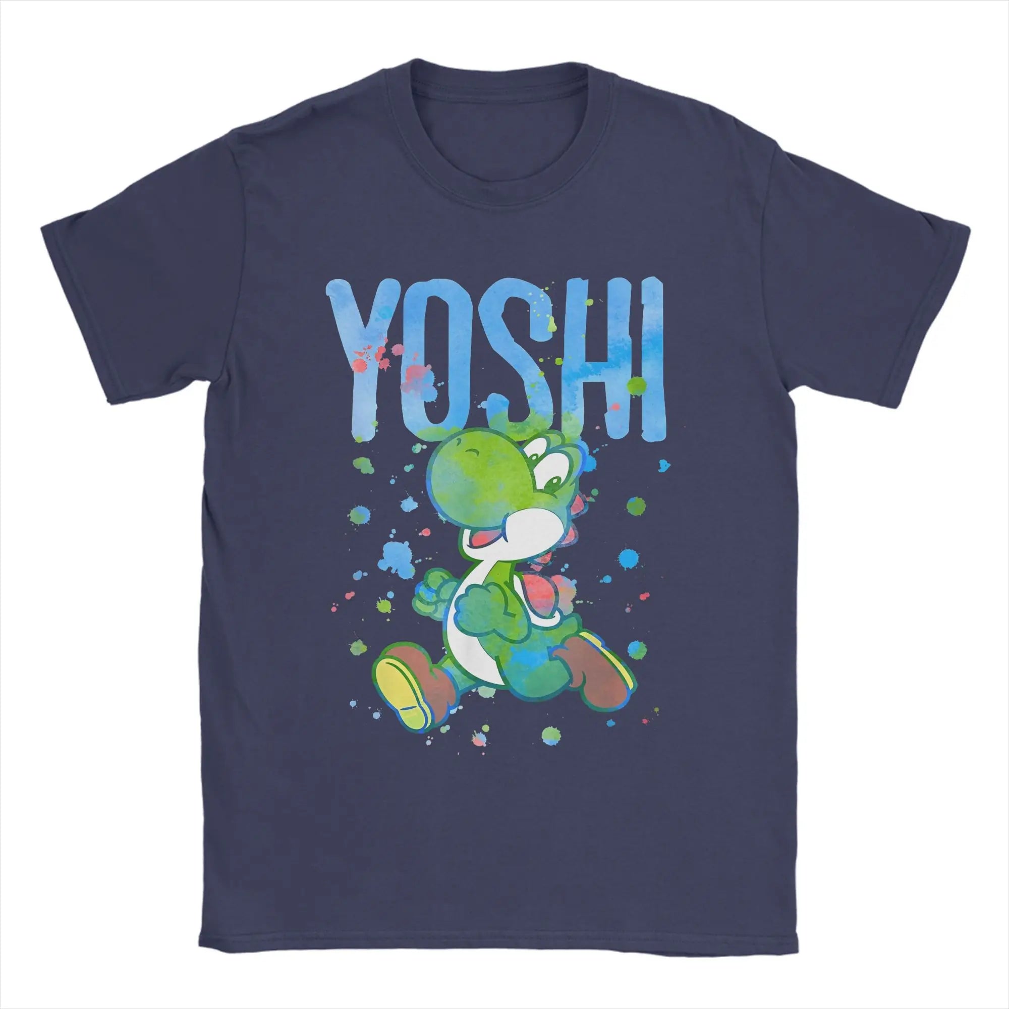 تي شيرت رجالي بألوان مائية من سوبر ماريو يوشي، تي شيرتات أنمي كلاسيكية بأكمام قصيرة ورقبة دائرية، ملابس جديدة من القطن الخالص
