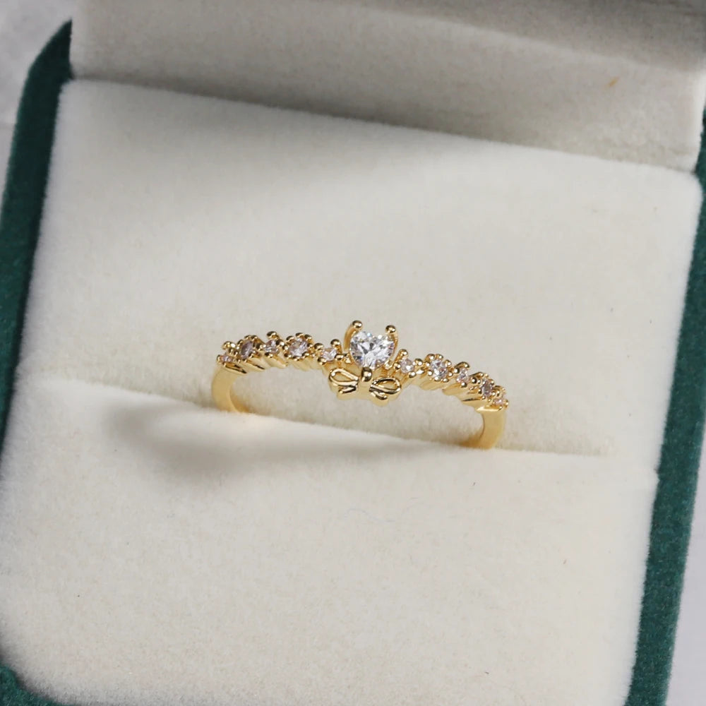 خواتم زهور مرصعة بالزركون المكعب بألوان زاهية ومتألقة للنساء، خاتم فاخر مزين بفيونكة من الزركون الوردي، مجوهرات زفاف للزوجة والصديقة