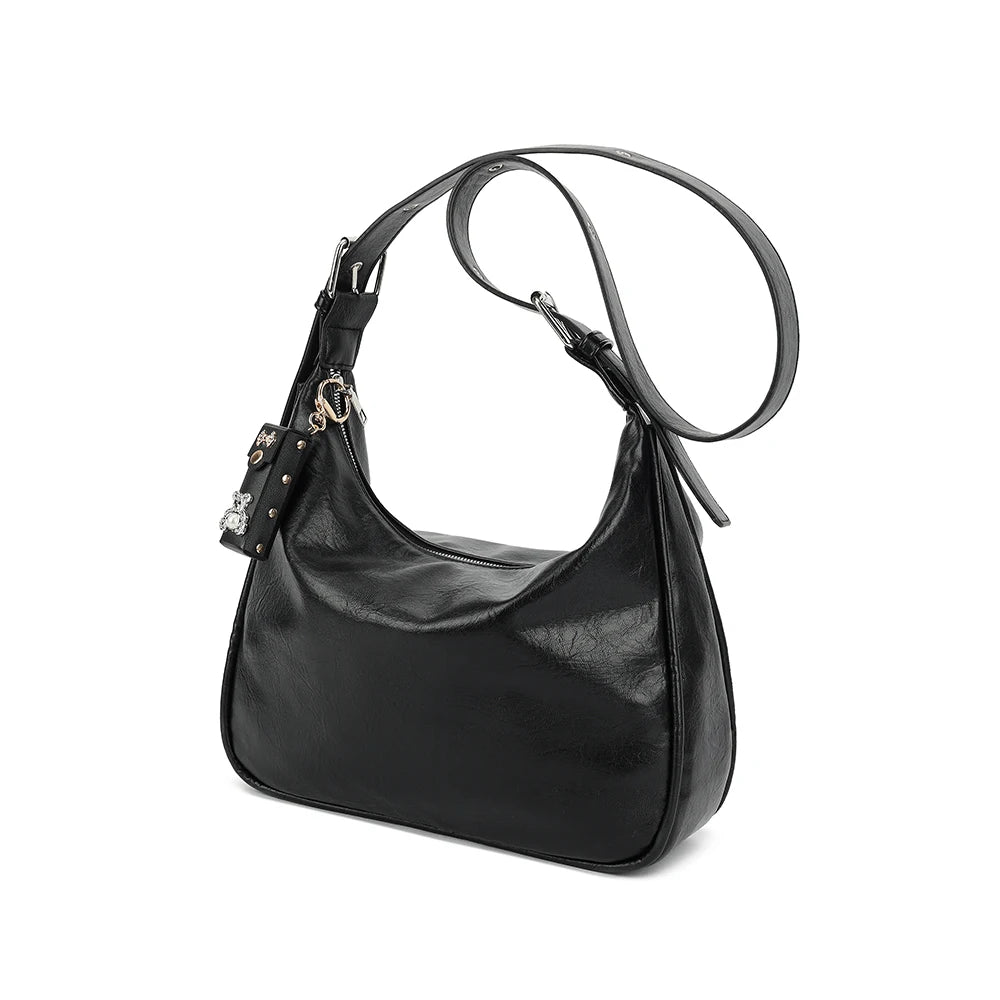 حقيبة كروسبودي كاجوال للبنات المراهقات مع قلادة، بتصميم كلاسيكي جديد، لون موحد، ناعمة للغاية.