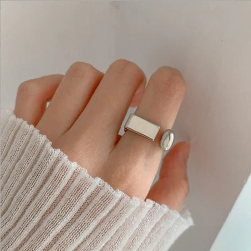 خاتم فينتفيل من الفضة الإسترليني عيار 925 للنساء والفتيات، هدية مثالية بتصميم ريترو عصري فريد من نوعه، مجوهرات هندسية غير متماثلة، خدمة توصيل مباشرة