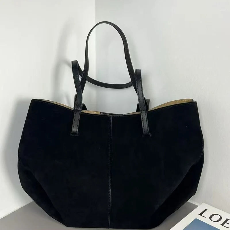 حقيبة أجنحة جديدة كبيرة الحجم بكتف واحد لعام 2025، حقيبة حمل يدوية من جلد الغزال غير اللامع، حقيبة أجنحة يدوية للتنقل