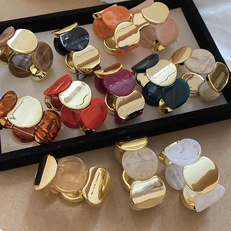 أساور من الراتنج بحبل مطاطي دائري متعدد الأنماط للنساء أساور أكريليك عتيقة ملطخة مجوهرات حفلات شخصية K1