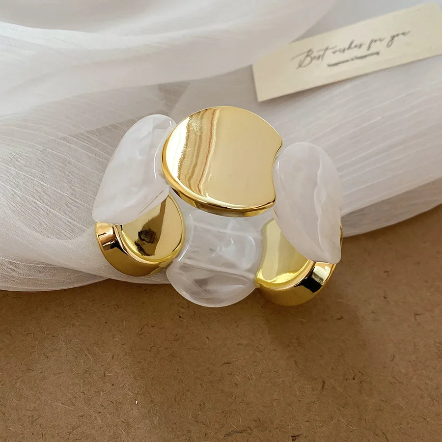 أساور من الراتنج بحبل مطاطي دائري متعدد الأنماط للنساء أساور أكريليك عتيقة ملطخة مجوهرات حفلات شخصية K1