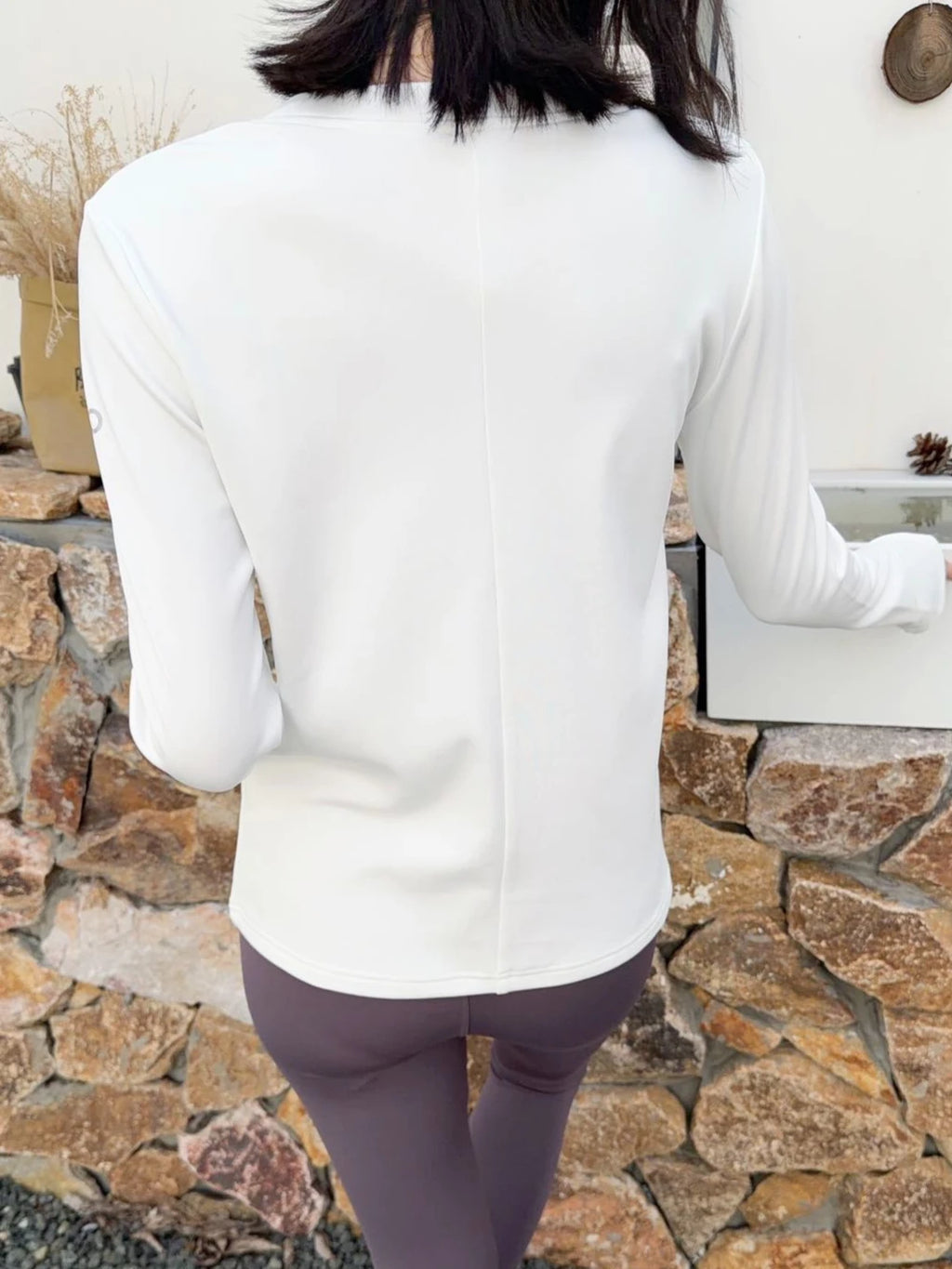 قميص رياضي نسائي بأكمام طويلة ورقبة دائرية مطاطية من الأسفل، تي شيرت يوجا، لياقة بدنية، جري، سويت شيرت أسود كحلي سادة للنساء