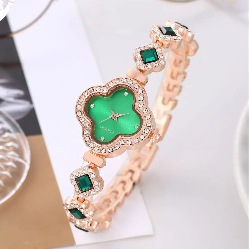 ساعات نسائية عصرية جديدة، ساعات كوارتز نسائية، أساور، لون أخضر بسيط، لون ذهبي وردي فاخر، ساعات يد نسائية (Relogio Feminino)