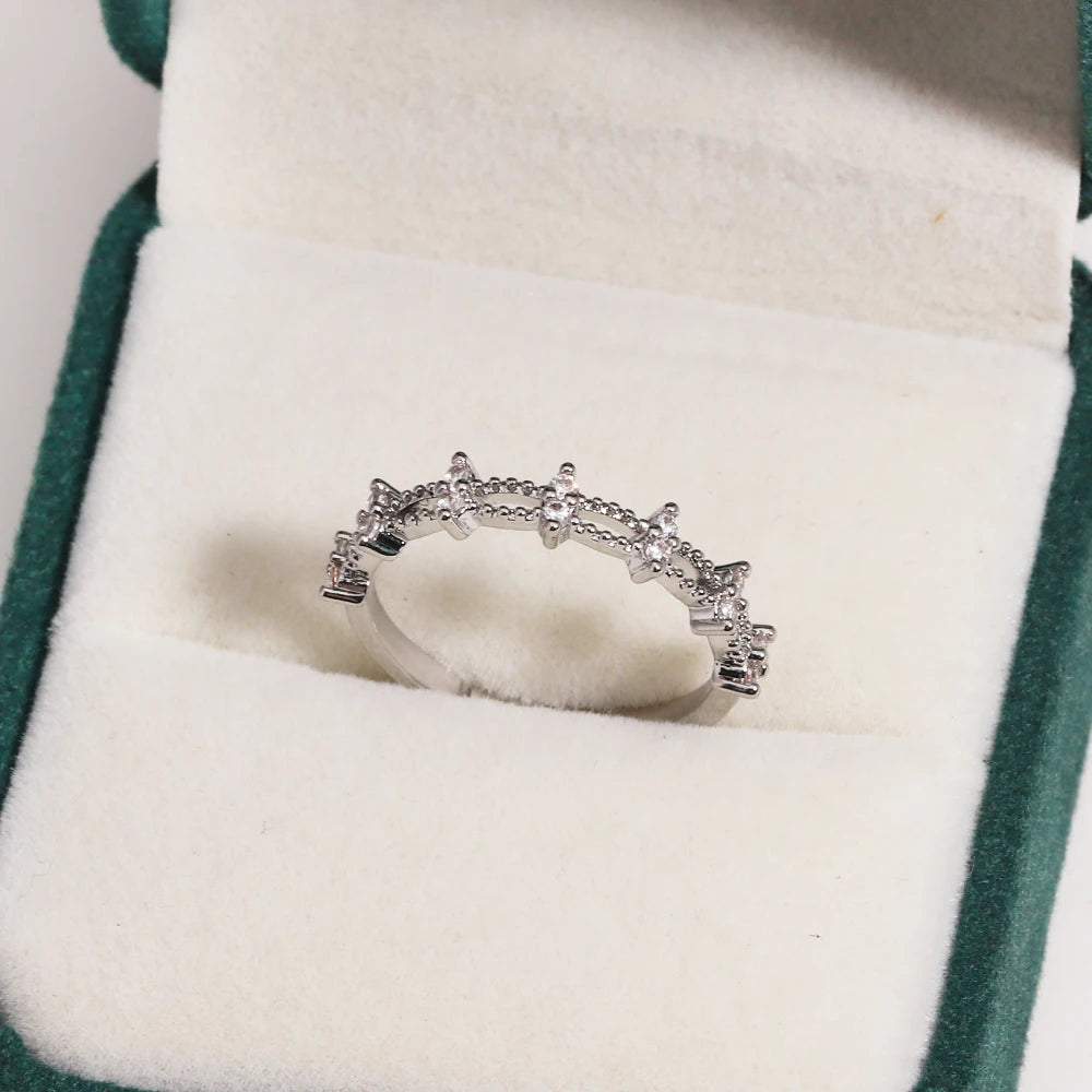 خواتم زهور مرصعة بالزركون المكعب بألوان زاهية ومتألقة للنساء، خاتم فاخر مزين بفيونكة من الزركون الوردي، مجوهرات زفاف للزوجة والصديقة