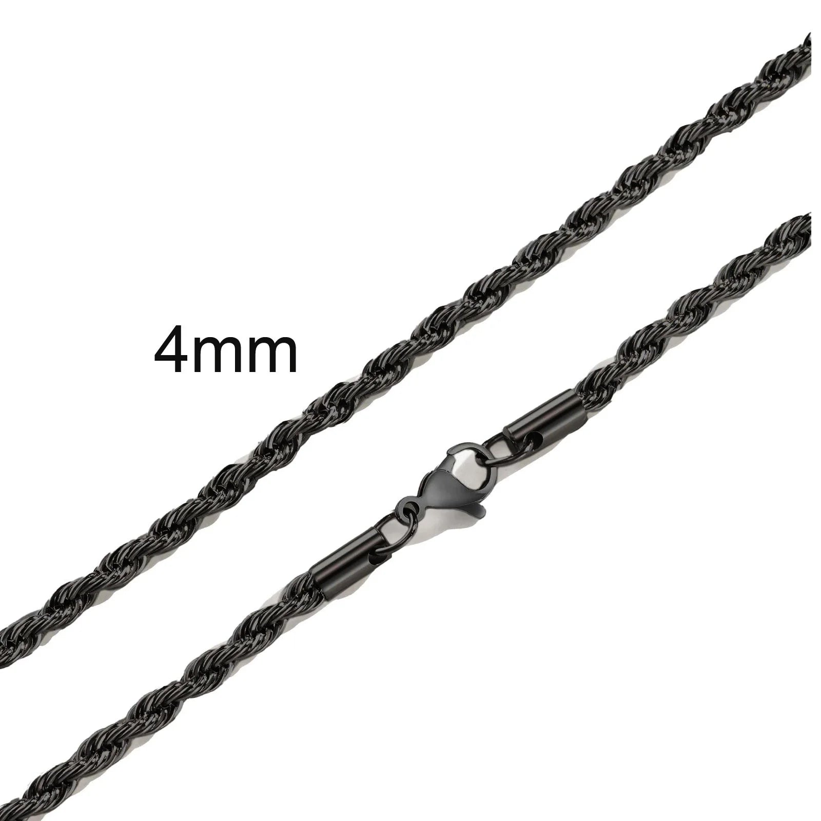 Ropes Long Necklace for Men Women,Stainless Steel Gold Color Twisted Rope Chain Collar,2/3/4/5mm Punk Basic Waterproof Jewelry