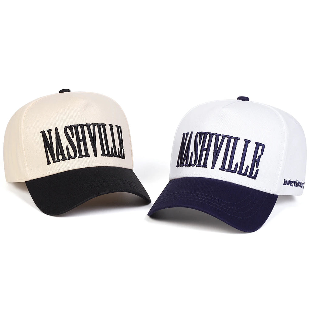 قبعات بيسبول للجنسين من ناشفيل مطرزة بأحرف الربيع والخريف قبعات خارجية قابلة للتعديل وقبعات واقية من الشمس وقبعة رياضية