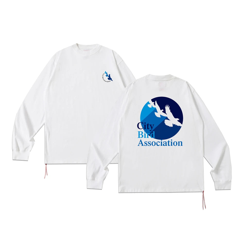 KUCLUT 300GSM 1:1 Japanese Style Streetwear Best Quality Printed Long Sleeves Tee Oversize Loose Tops Casual T Shirt Men Woman