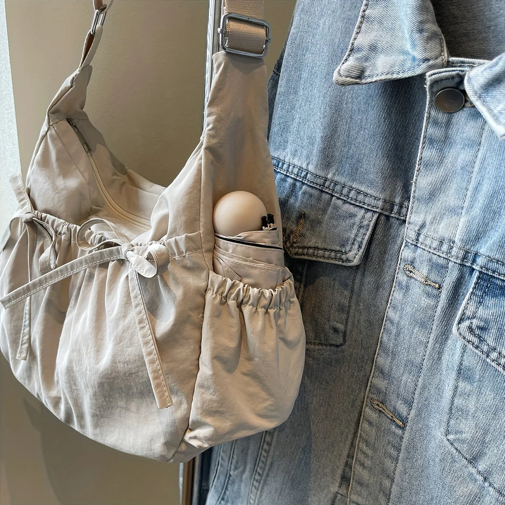 حقائب كتف نسائية كبيرة السعة، خفيفة الوزن، مصنوعة من النايلون، حقيبة كروس بودي مطوية، متعددة الجيوب، حقيبة هوبو للنساء أثناء التنقل