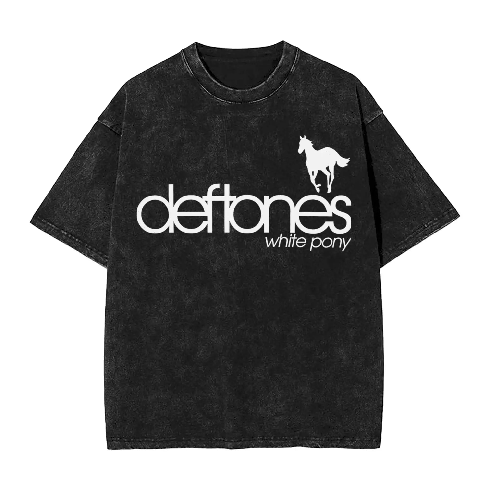 ملابس رجالية جديدة من Ohms White Pony Deftones Rock Band مغسولة بأكمام قصيرة ورقبة مستديرة Y2K ملابس رجالية Camisetas