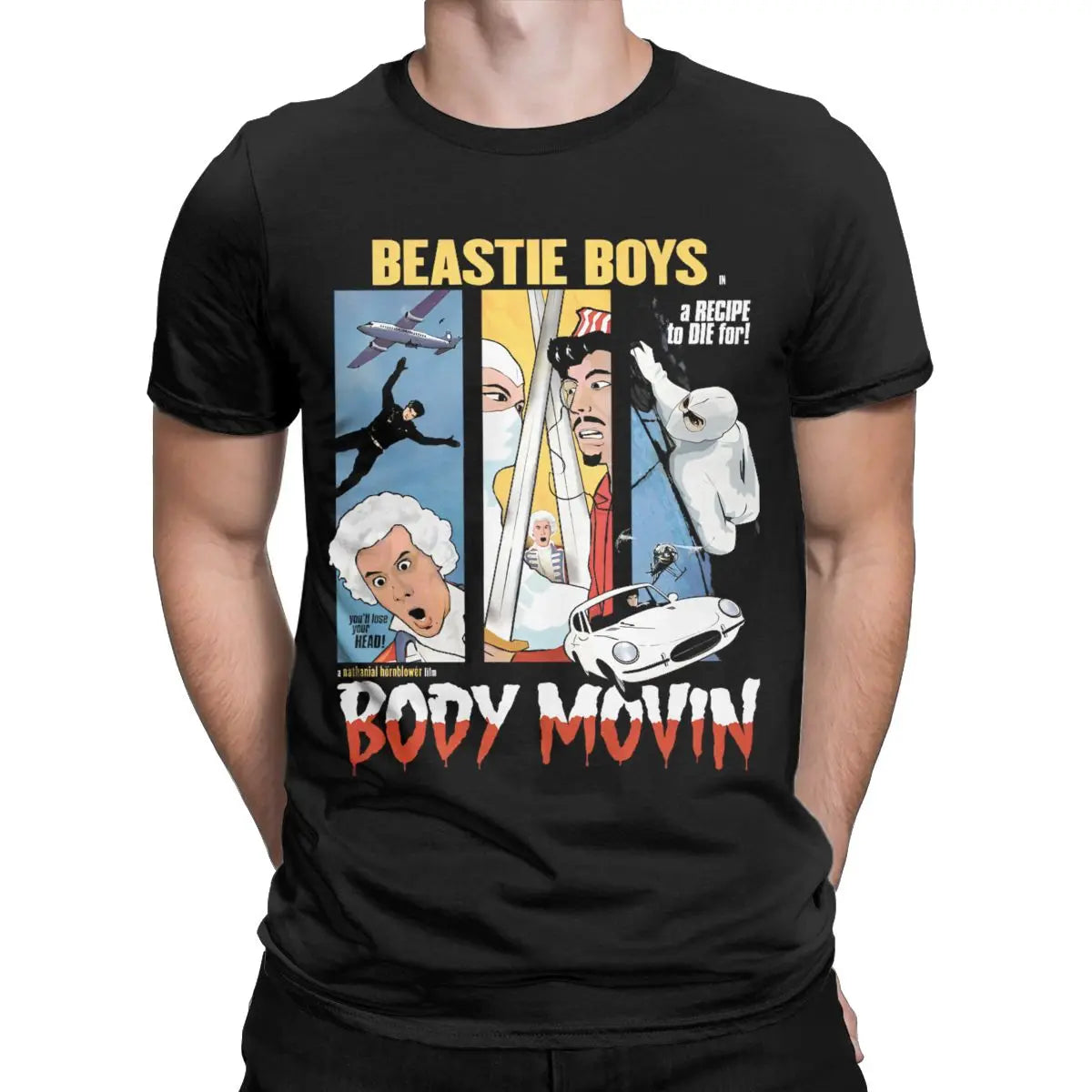 تي شيرت رجالي من Body Movin Beastie Boys تي شيرت قطني عصري برقبة دائرية وأكمام قصيرة ملابس بمقاسات كبيرة