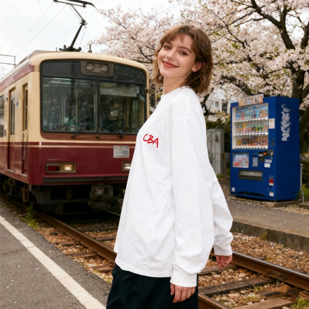 تي شيرت رجالي فضفاض بأكمام طويلة مطبوع عليه KUCLUT 1:1 على الطراز الياباني 300GSM من أفضل أنواع ملابس الشارع، مقاس كبير، مصنوع من القطن بنسبة 100%