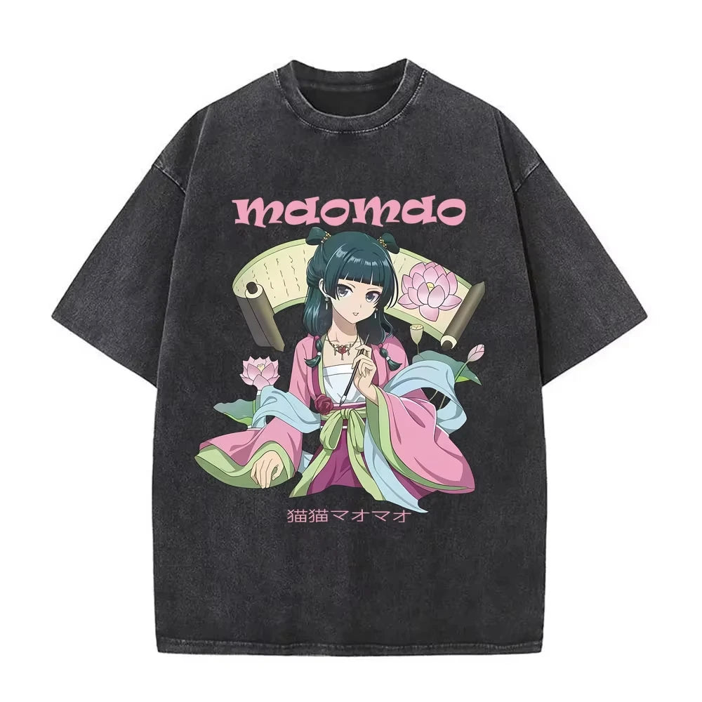 تي شيرتات بطبعة جرافيكية من مسلسل الرسوم المتحركة "مذكرات الصيدلي" من ماوماو، ملابس رجالية ونسائية، تي شيرتات كبيرة الحجم، ملابس الشارع