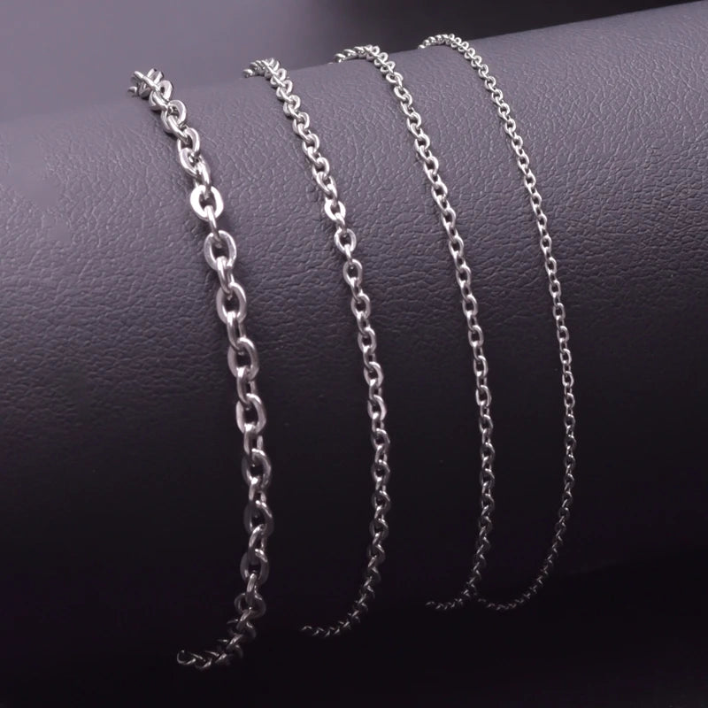 عرض 1.2/1.5/2/2.5/3 مم سلسلة رولو من الفولاذ المقاوم للصدأ قلادات متقاطعة للنساء والرجال إكسسوارات مجوهرات بسيطة على الرقبة