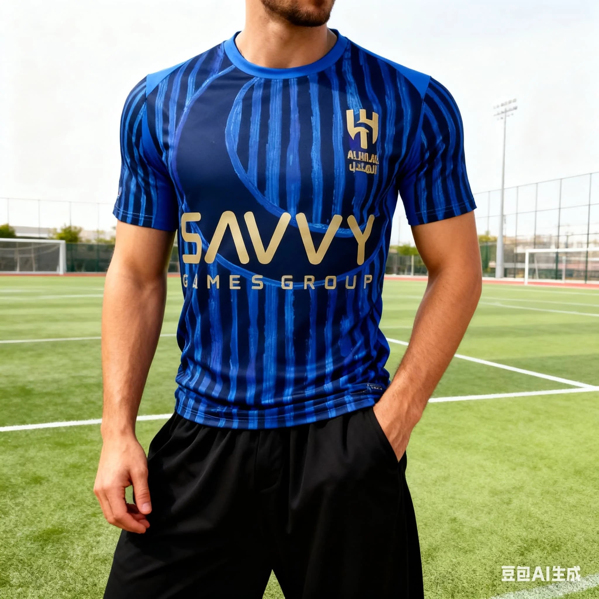 25-26  Al-Hilal main jersey football kit Men's quick drying Tshirt Adult T shirt Unisex children's matching tops