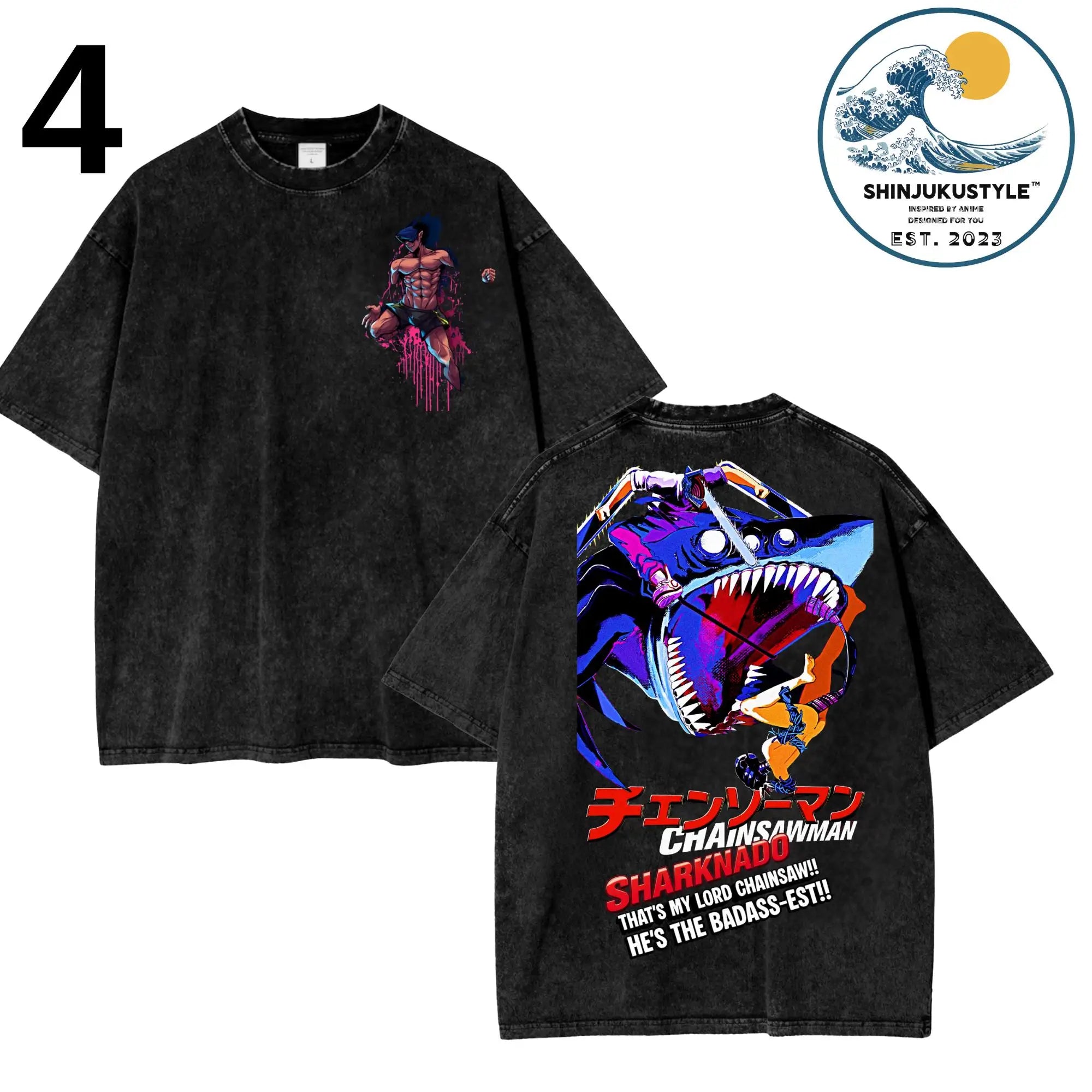 تي شيرت Chainsaw Man X Reze Devil T-Shirt بغسيل حمضي كبير الحجم من الرسوم المتحركة Mange للرجال والنساء ملابس الشارع الكلاسيكية بأكمام قصيرة للرجال والنساء