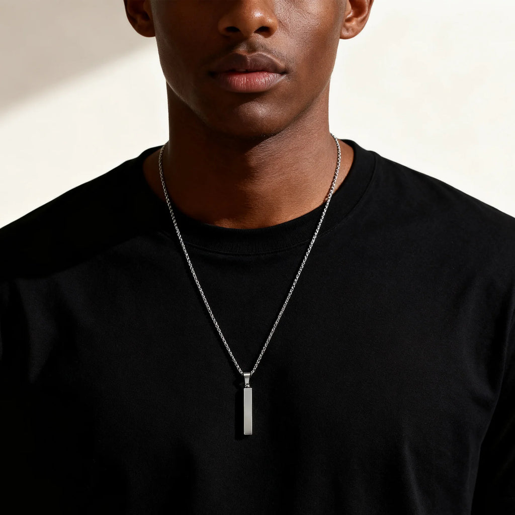 قلادات عمودية مقاومة للماء للرجال والنساء، قلادة مستطيلة عمودية من الفولاذ المقاوم للصدأ، هدايا طوق بسيطة غير رسمية