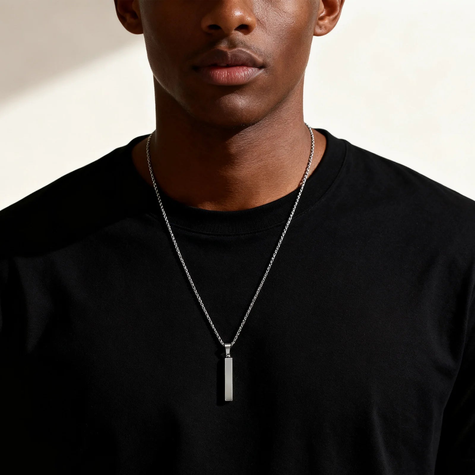 قلادات عمودية مقاومة للماء للرجال والنساء، قلادة مستطيلة عمودية من الفولاذ المقاوم للصدأ، هدايا طوق بسيطة غير رسمية