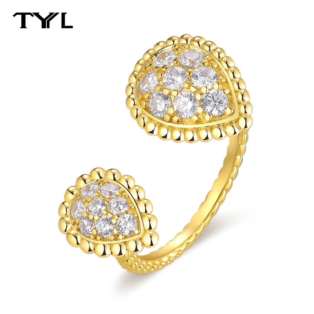 TYYL عالية الجودة العلامة التجارية الساخنة والمجوهرات الفاخرة هدية سيدة تاج تصميم قطرة الماء حبة خاتم الماس حزب الولائم الملحقات