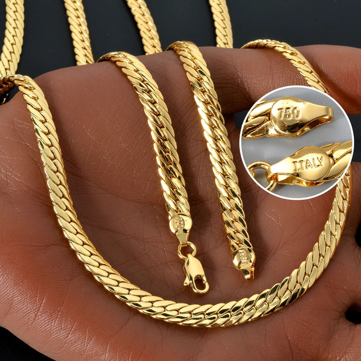 قلادة نحاسية جديدة من Sunny Jewelry Fashion على شكل ثعبان مطلية بالذهب عالية الجودة للنساء والرجال إيطاليا 750 كهدية للارتداء اليومي