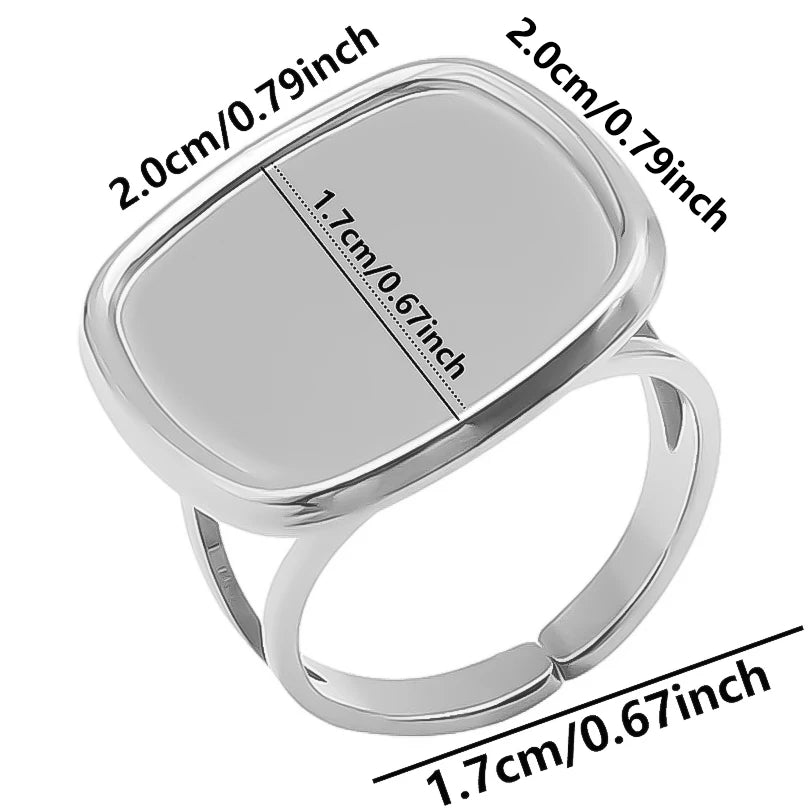 خواتم من الفولاذ المقاوم للصدأ بتصميم هندسي دائري بيضاوي على شكل قلب، قابلة للتعديل، مصنوعة يدويًا، مناسبة للنساء والرجال، بتصميم مفتوح.