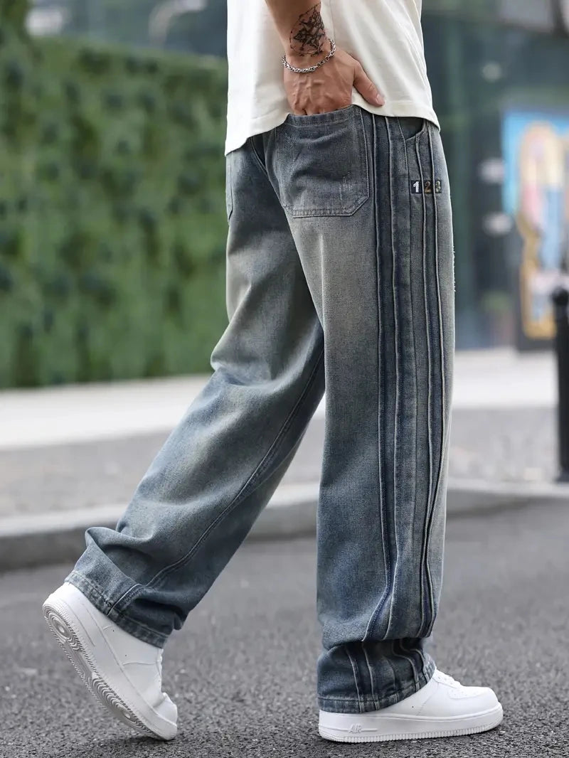 2025 New Spring Summer Streetwear Baggy Wide Leg Jeans Korean Fashion Drapes Straight Casual Loose Denim Cargo Pants