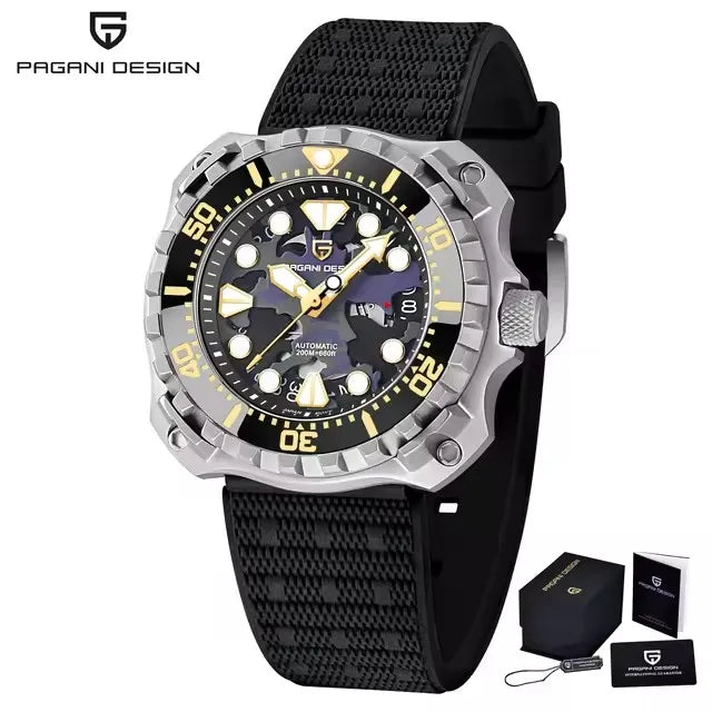 ساعة باجاني ديزاين 40 مم مجوفة للرجال بتصميم عسكري ميكانيكي من التيتانيوم للغوص والرياضة للرجال ساعات ميكانيكية أوتوماتيكية