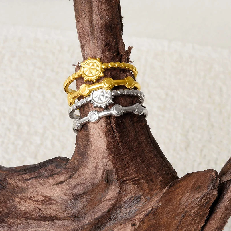 5 قطع/مجموعة خواتم من الفولاذ المقاوم للصدأ، لون ذهبي، قابلة للتعديل، مفتوحة، بتصميم عصري، مجوهرات نسائية أنيقة، لا يتغير لونها