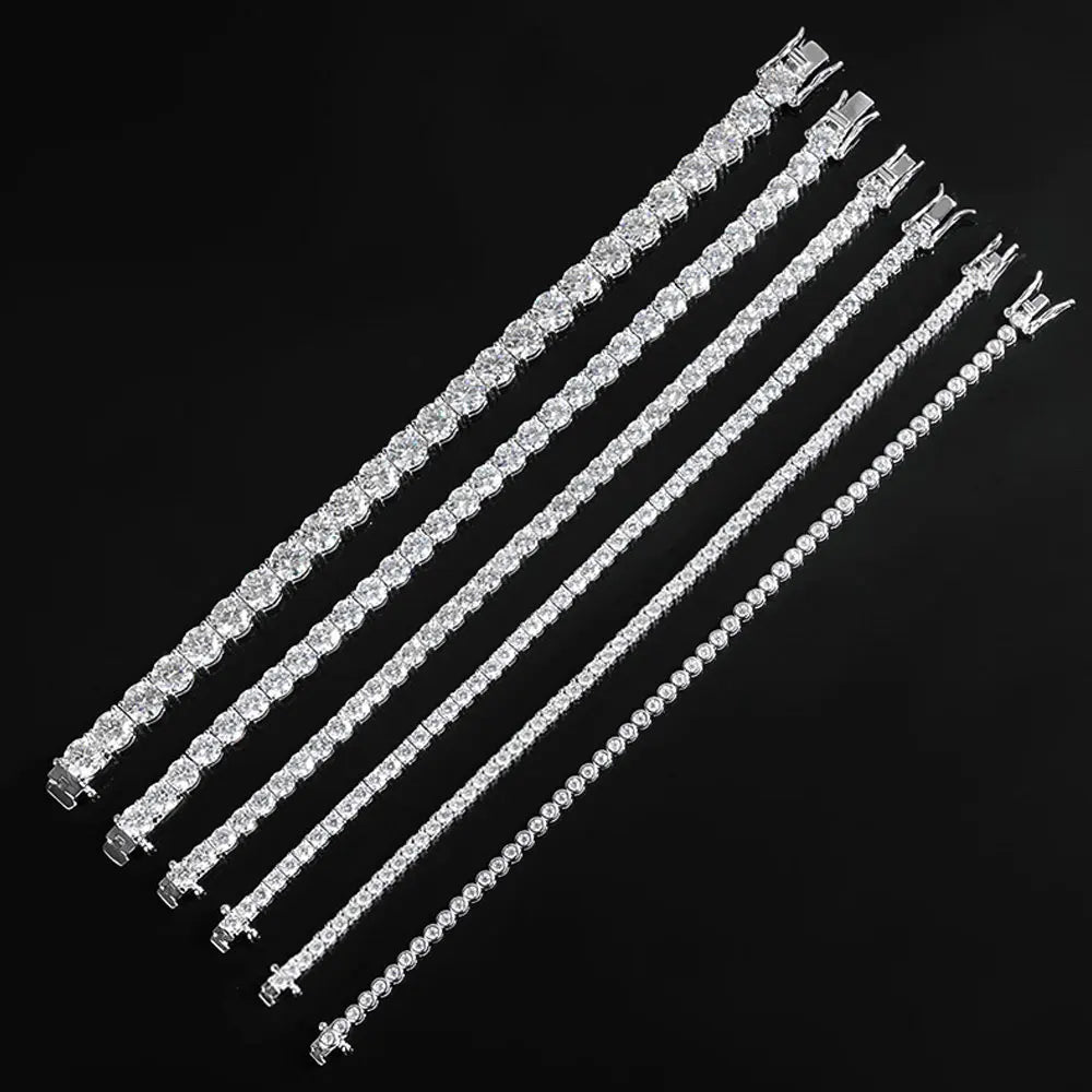 سوار تنس مويسانيتي D VVS1 بسعر المصنع من الفضة الإسترلينية 925 صف واحد كلاسيكي مع أساور GRA للنساء والرجال