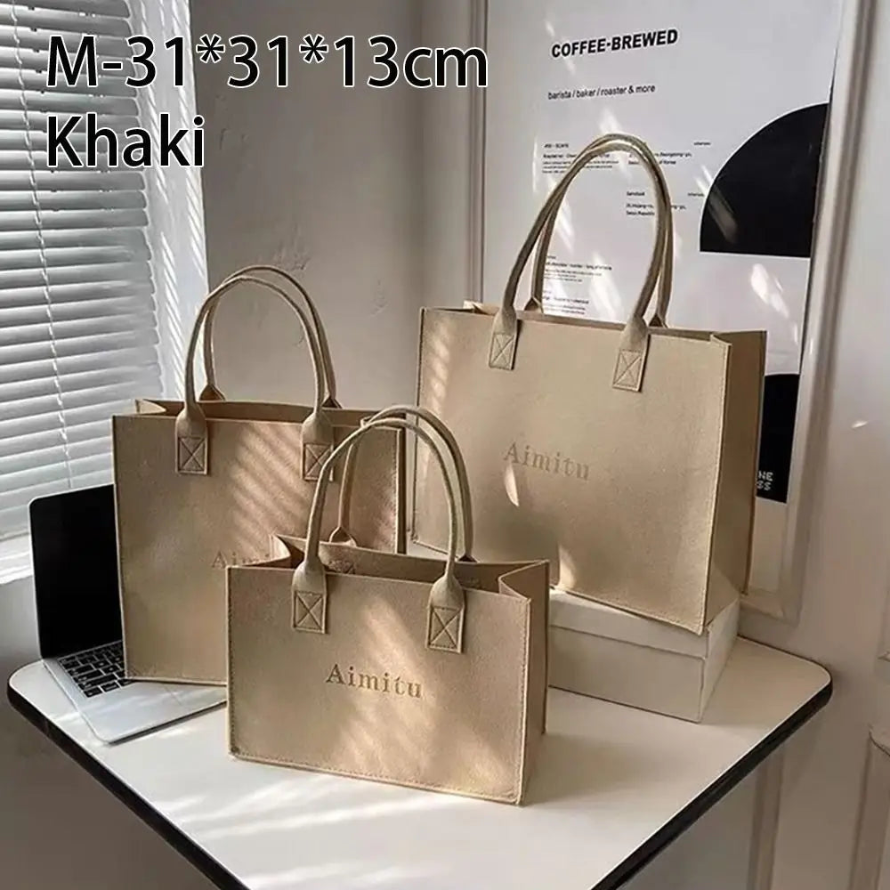 حقيبة كتف نسائية أنيقة S/M/L مصنوعة من اللباد، بسيطة بلون سادة، حقيبة رسول، حقيبة يد كبيرة السعة، حقائب سفر غير رسمية، حقائب كروس بودي