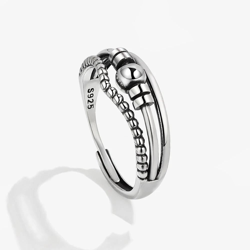 خواتم فضية مضادة للتوتر والقلق، عيار 925، خواتم دوارة للنساء والرجال، خواتم ذهبية عتيقة للأزواج، مجوهرات، شحن مجاني، هدية