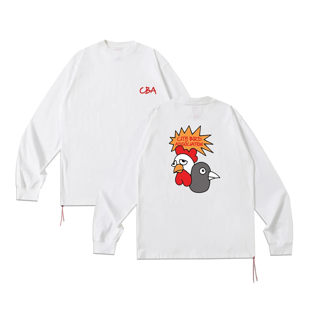 تي شيرت رجالي فضفاض بأكمام طويلة مطبوع عليه KUCLUT 1:1 على الطراز الياباني 300GSM من أفضل أنواع ملابس الشارع، مقاس كبير، مصنوع من القطن بنسبة 100%