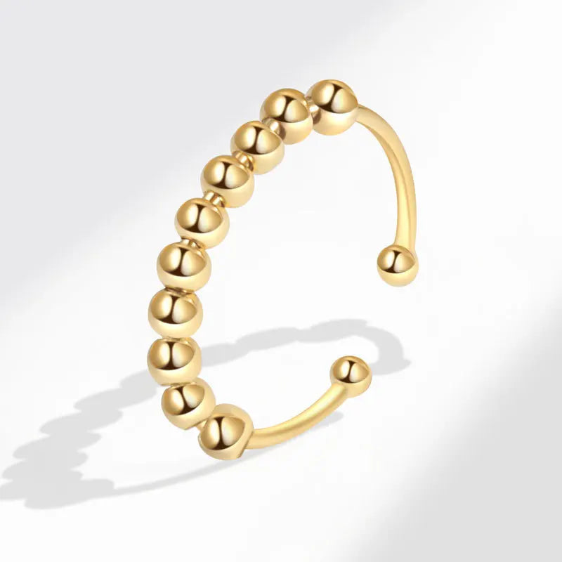 خواتم جديدة من الفضة الإسترليني عيار 925 لتخفيف التوتر، مزودة بخرز دوار، قابلة للتعديل، مناسبة للنساء والرجال، مجوهرات فاخرة