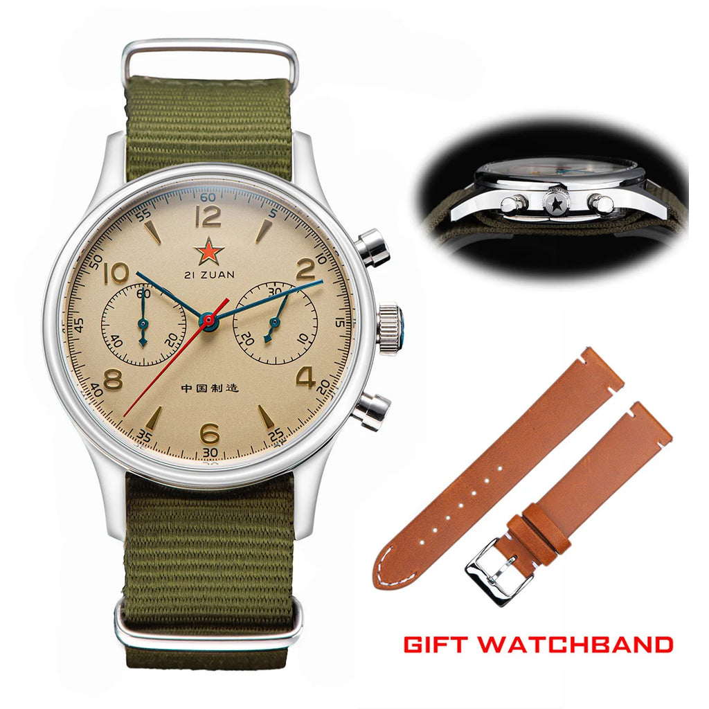 ساعة يد رجالية 38 مم 1963 Polit كرونوغراف ST1901 ميكانيكية أصلية Air Force 40 مم أكريليك Reloj Homber Tianjin Movement