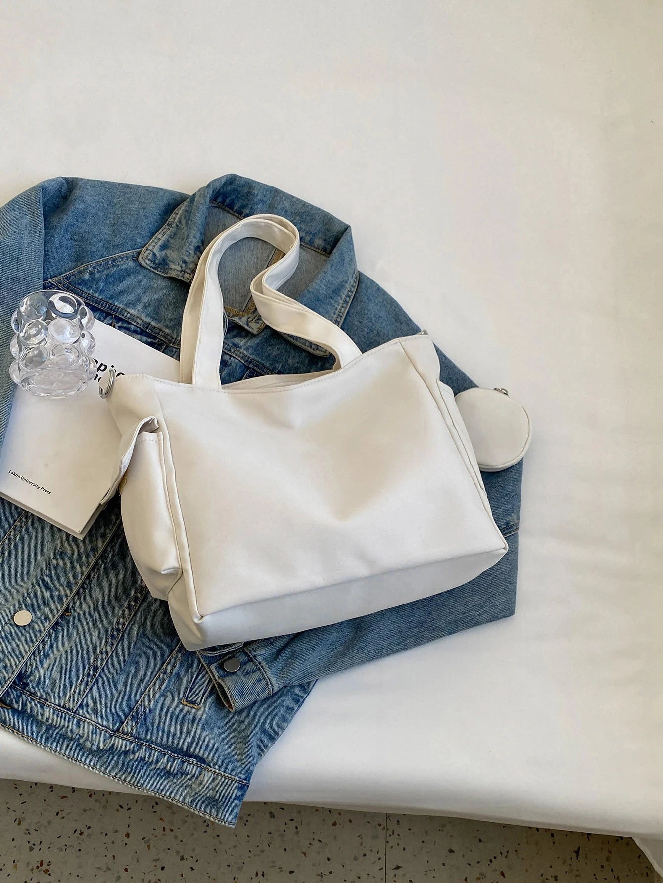 حقيبة تسوق كبيرة الحجم للجنسين مع جيب للعملات المعدنية، حقيبة مدرسية أنيقة لطلاب المدارس المتوسطة، حقيبة كاجوال، حقيبة كتف كروس بودي