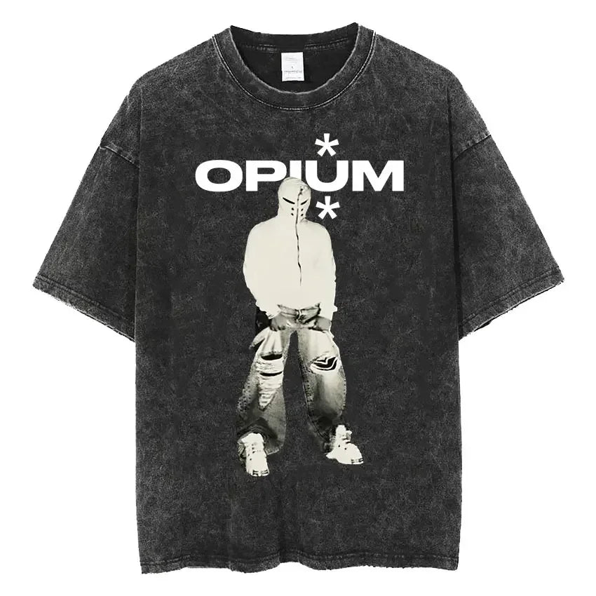 تي شيرت رجالي كبير الحجم مطبوع عليه شعار فرقة بلاي بوي كارتي I AM MUSIC من Opium Ken Carson Narcissist Tour