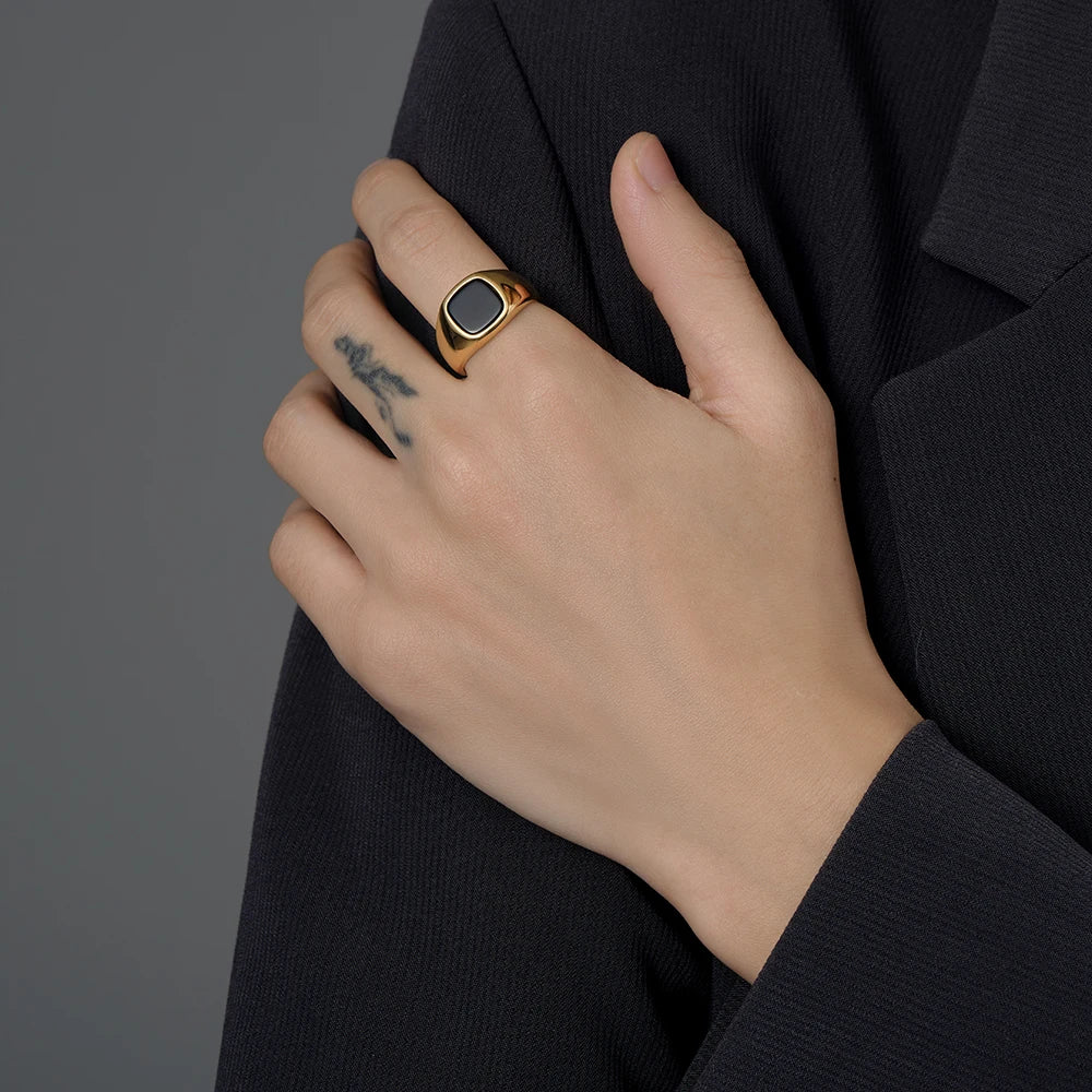 خاتم رجالي من VQYSKO، بتصميم بانك روك، مصنوع من الفولاذ المقاوم للصدأ 316L، خاتم أنيق للرجال، مناسب لحفلات الهيب هوب، مجوهرات بالجملة لحفلات الزفاف الرجالية