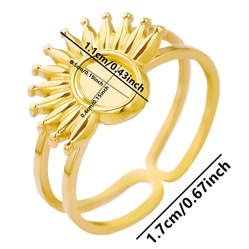 5 قطع/مجموعة خواتم من الفولاذ المقاوم للصدأ، لون ذهبي، قابلة للتعديل، مفتوحة، بتصميم عصري، مجوهرات نسائية أنيقة، لا يتغير لونها