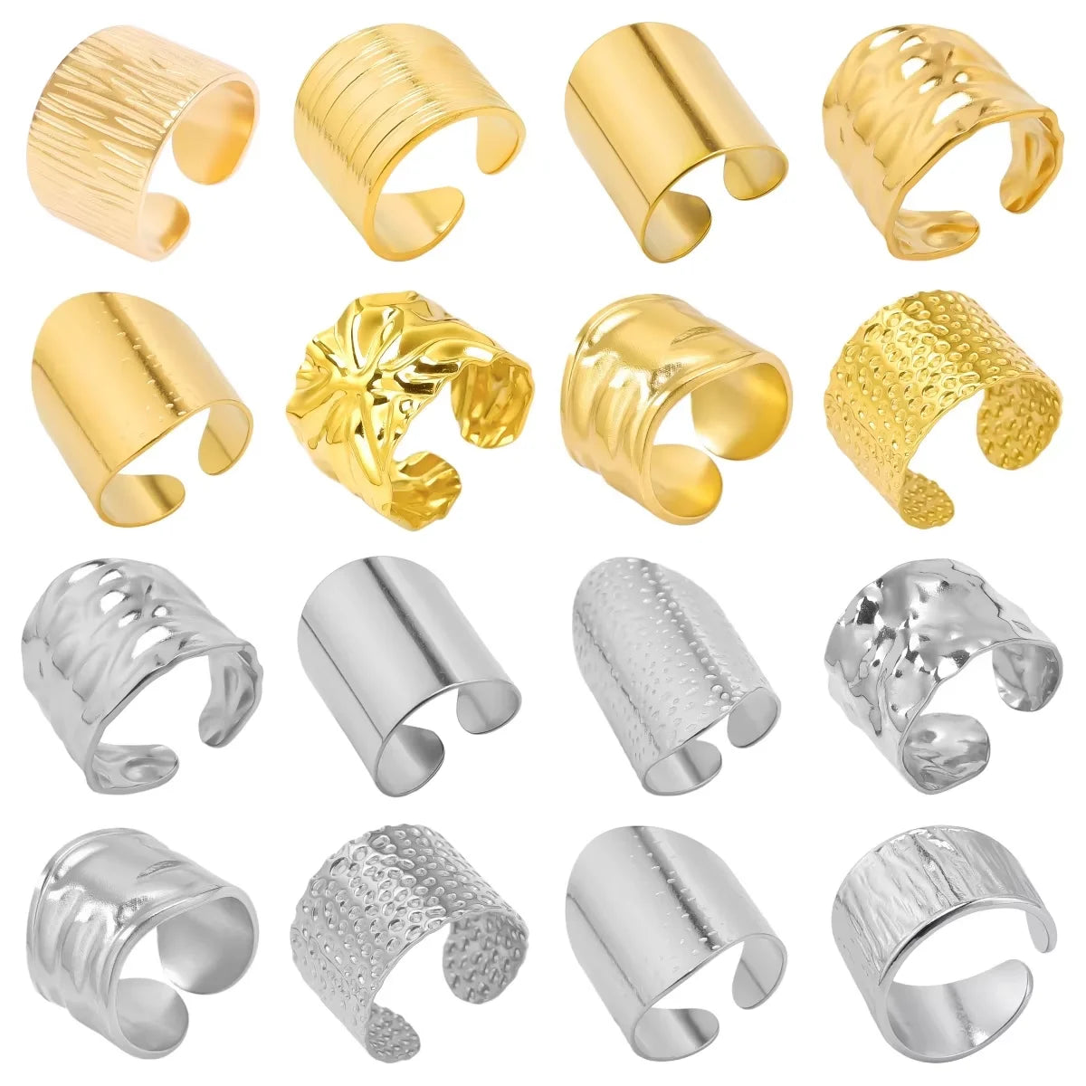 خواتم واسعة غير متساوية من الفولاذ المقاوم للصدأ للنساء والرجال، إكسسوارات، مجوهرات هندية، خاتم إصبع عتيق، هدية