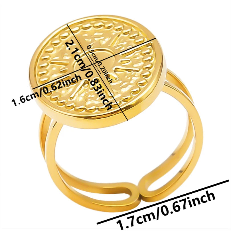 6 قطع/مجموعة خواتم أنيقة مطلية بالذهب الحقيقي من الفولاذ المقاوم للصدأ على شكل زهرة وقلب وحب وصليب خواتم مجوهرات للنساء والرجال إكسسوارات ساحرة