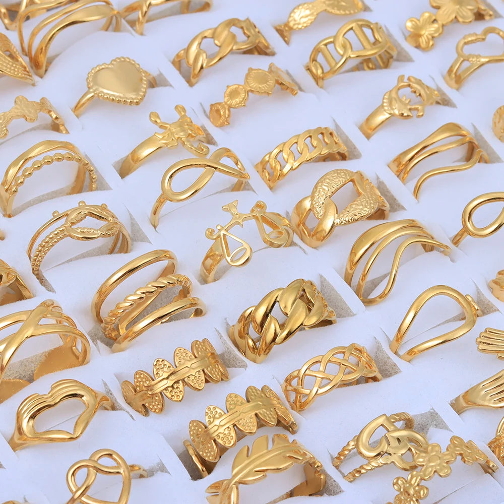 ٢٠ قطعة/مجموعة خواتم عتيقة قابلة للتعديل من الفولاذ المقاوم للصدأ، مصنوعة من مزيج من الفولاذ المقاوم للصدأ والتيتانيوم، مناسبة للرجال والنساء، خاتم إصبع للأزواج