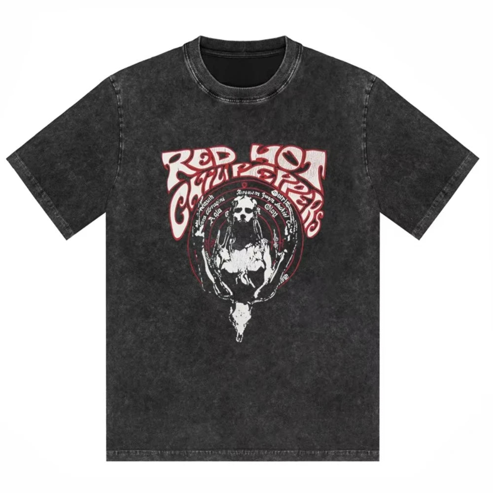 تي شيرت رجالي ونسائي مطبوع عليه شعار فرقة ريد هوت تشيلي بيبرز، مصنوع من القطن المغسول بتصميم هيب هوب، بأكمام قصيرة، ومقاسات كبيرة، مناسب للصيف