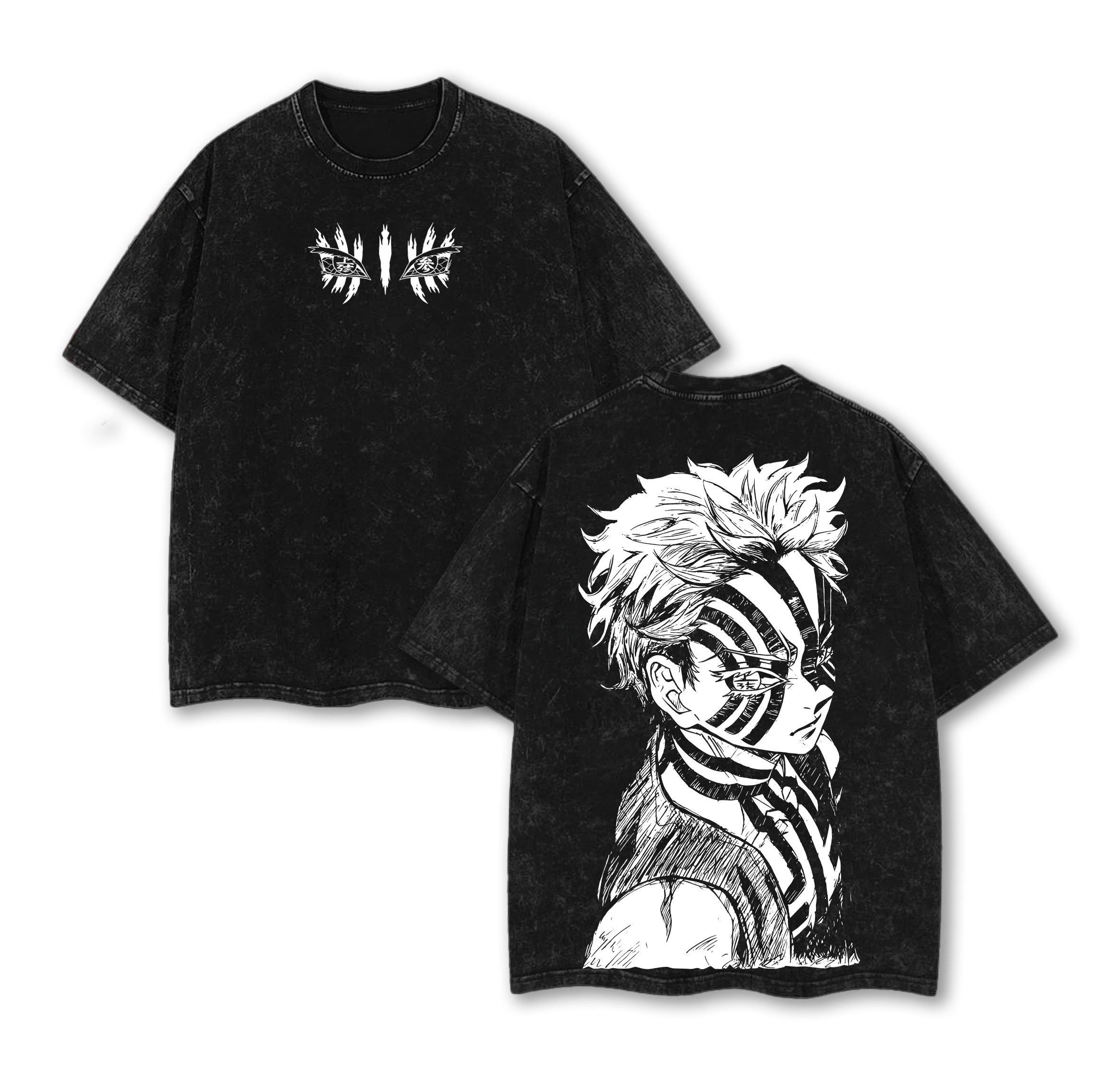 تي شيرت مغسول بقوس أنمي ساخن من Akaza Infinity Castle تي شيرت كبير الحجم من القطن الثقيل Y2K ملابس Harajuku للرجال والنساء تي شيرت عتيق