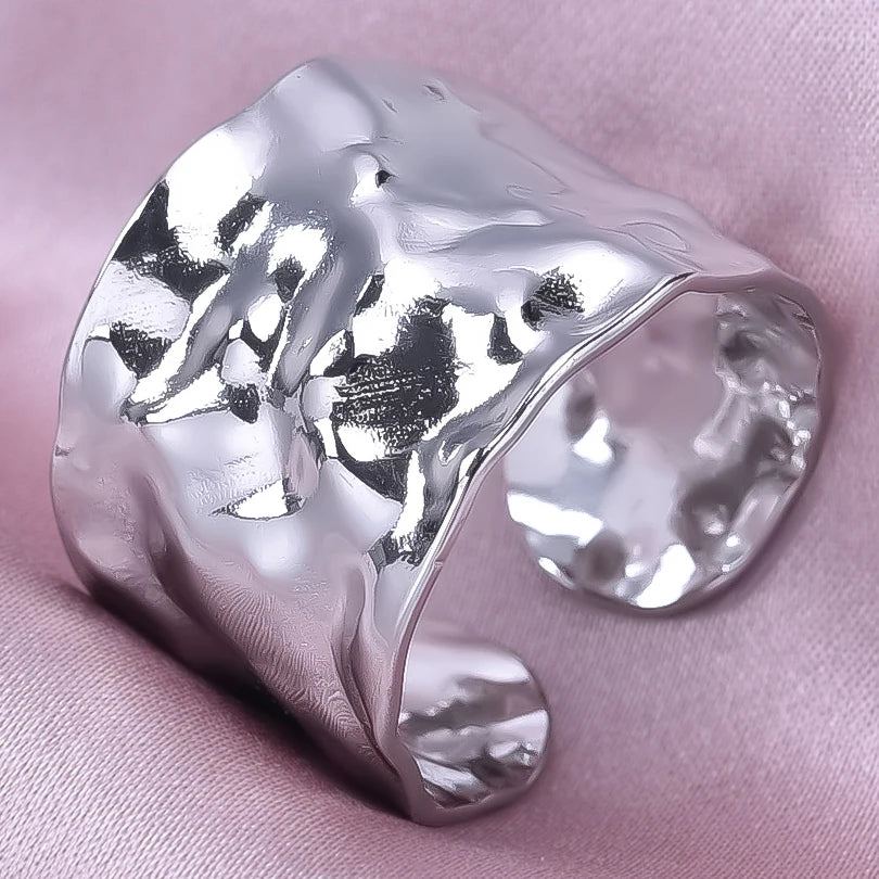 خواتم واسعة غير متساوية من الفولاذ المقاوم للصدأ للنساء والرجال، إكسسوارات، مجوهرات هندية، خاتم إصبع عتيق، هدية