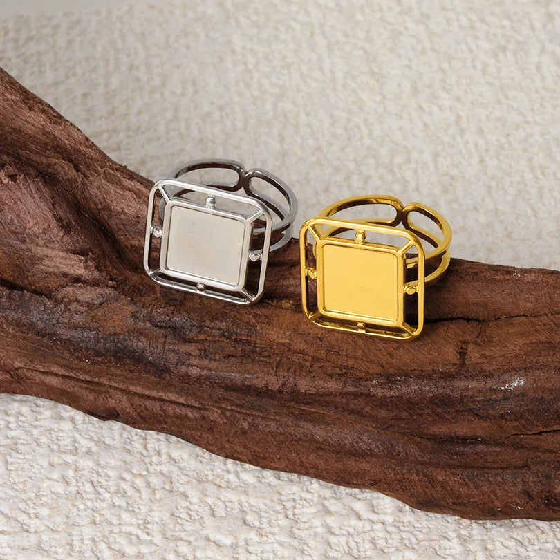 5 قطع/مجموعة خواتم من الفولاذ المقاوم للصدأ، لون ذهبي، قابلة للتعديل، مفتوحة، بتصميم عصري، مجوهرات نسائية أنيقة، لا يتغير لونها